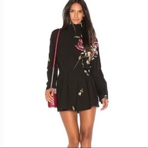Free People gemma black floral open back tunic